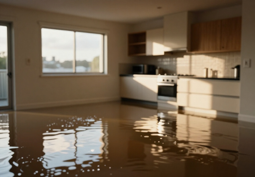 Water-damaged warehouse in Marrickville South before drying
